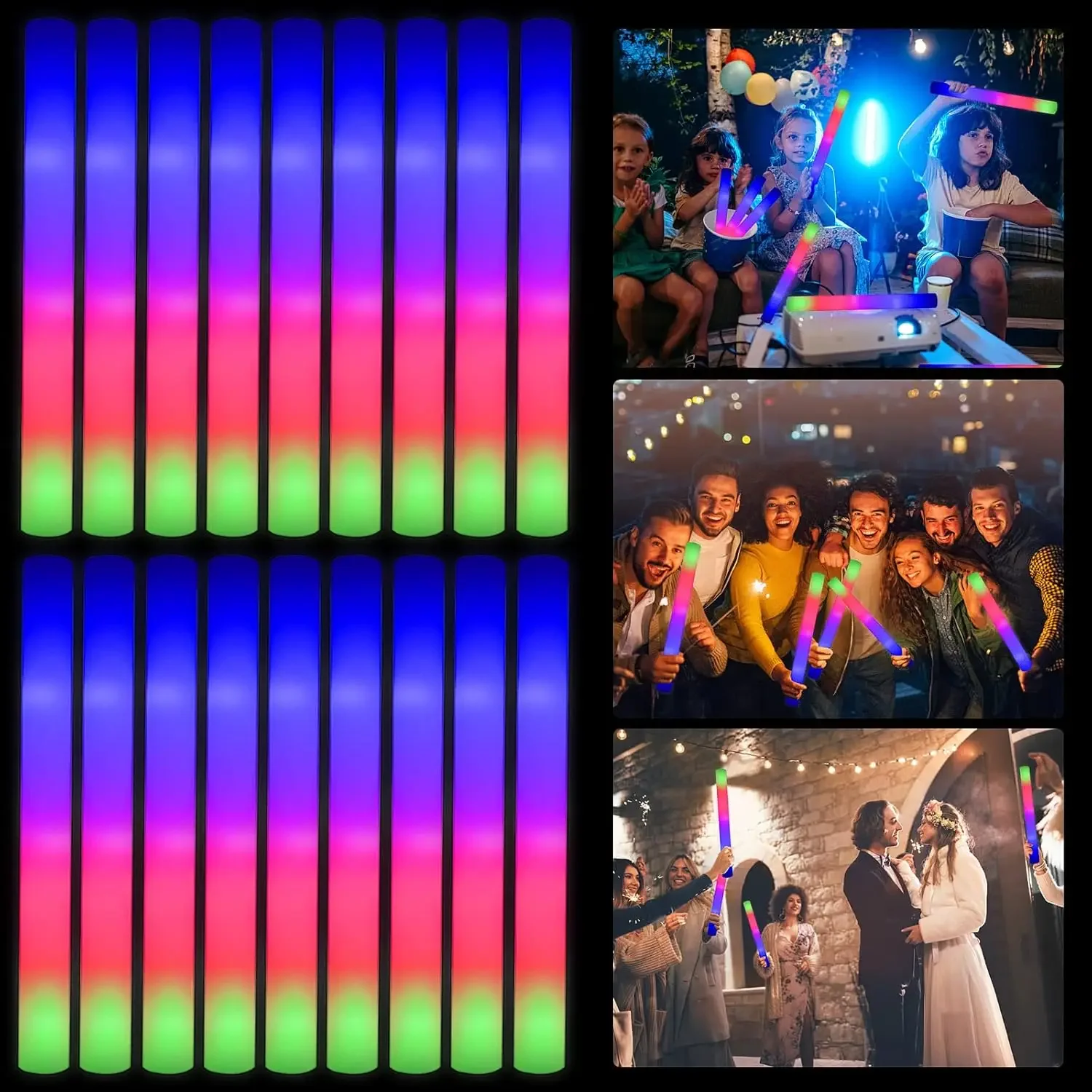 Flashing Led Foam Sticks Party - 1Z-50PCS Barras Luminosas de Espuma LED