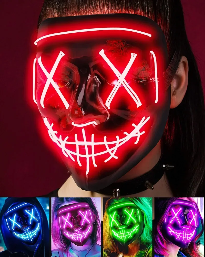 Led Purge Mask Halloween - Máscara de purificación de neón para