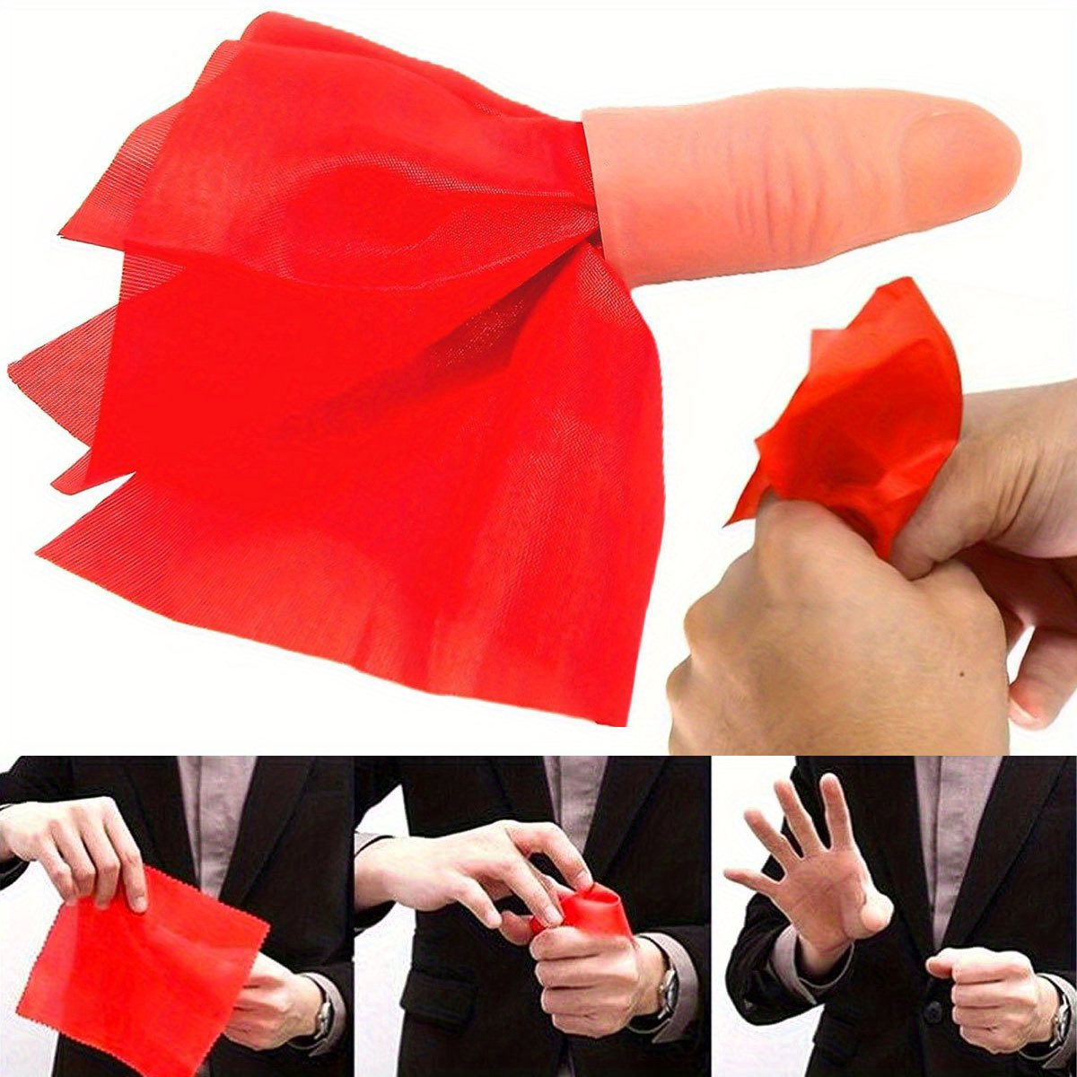 Thumb Tip Magic Trick Set - 1 Juego de bufanda y veliza,
