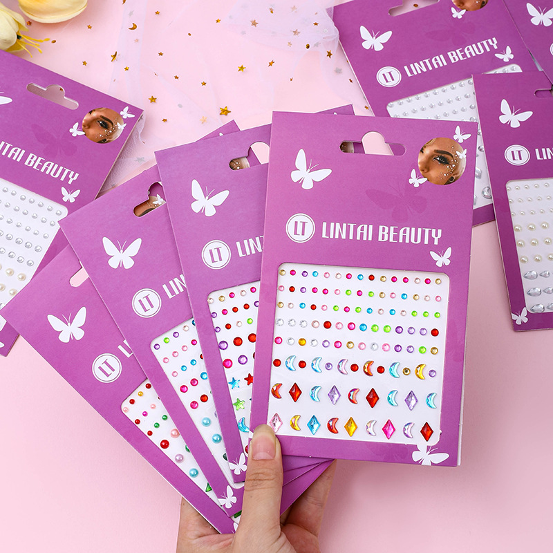 Party Supplies - Pegatinas de Gemas Faciales Autoadhesivas, Resistentes