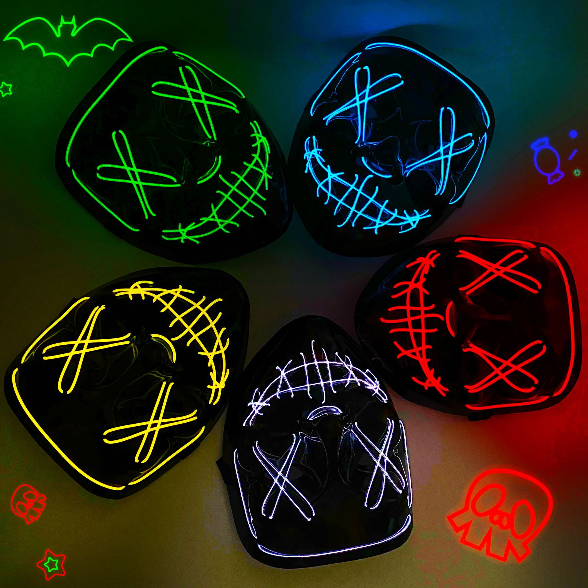 Led Purge Mask Halloween - Máscara Led Halloween Carnaval Navidad Fiesta