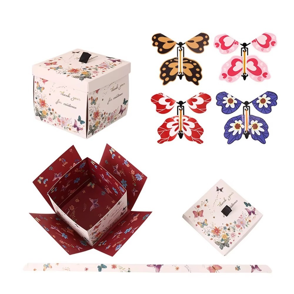 Novelty Gifts - Caja de regalo multicolor con mariposa