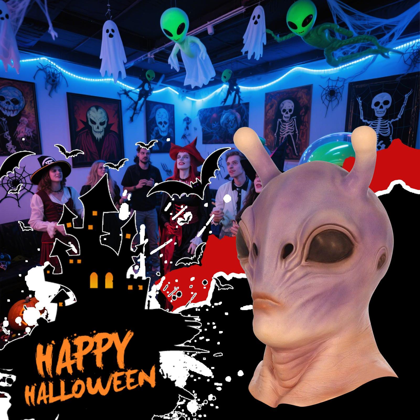 Latex Alien Mask Realistic - Máscara de alienígena de Halloween realista