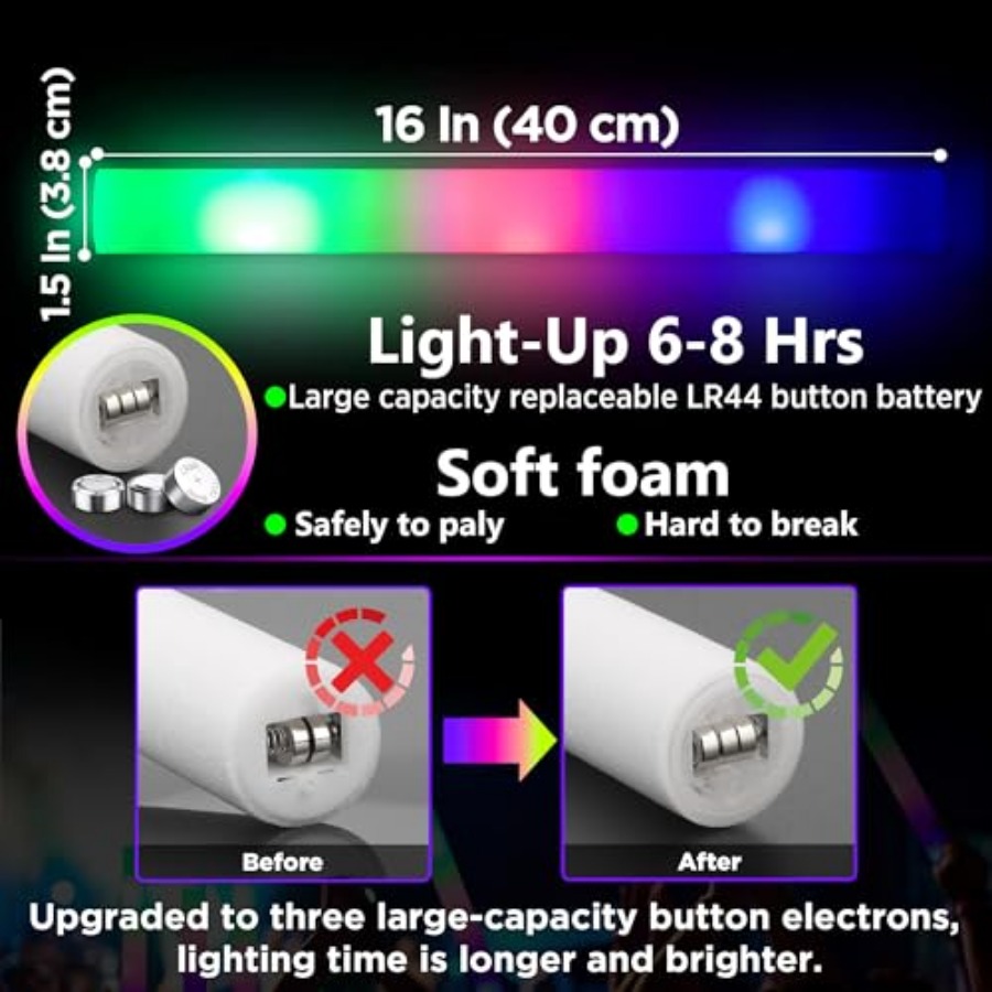 Paquete de Barras Luminosas de - Flashing Led Foam Sticks Party reseña y precio