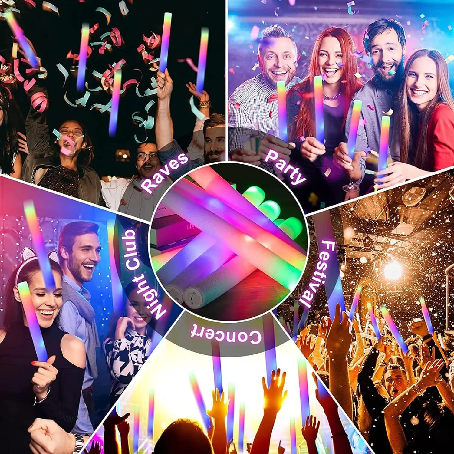 50 barras luminosas de espuma  - Flashing Led Foam Sticks Party reseña y precio